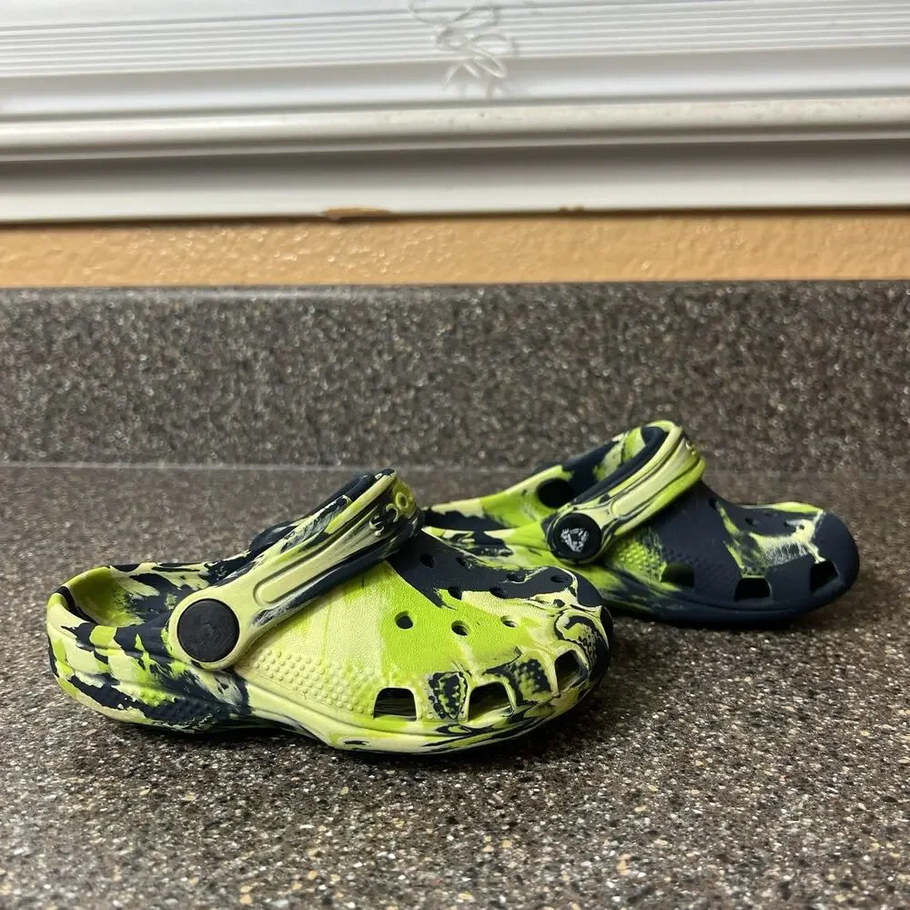 Crocs Iconic Comfort Toddler Little Kids 9 Tie Dye Clogs Muticolor Mule Slip On